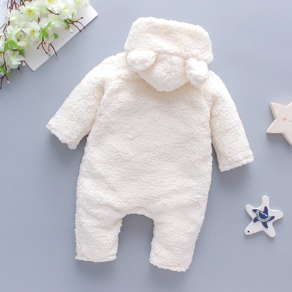 Winter New Thick And Warm Baby Boy And Girl Jumpsuit, Cartoon Teddy Bear Children'S Long Sleeved Clothes (3-18 Months)