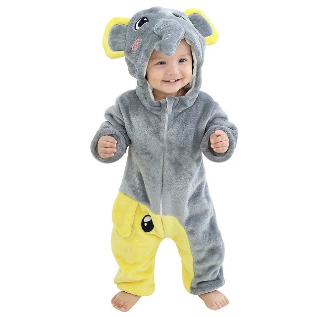 MICHLEY Halloween Costume Infant Baby Clothes Rompers Winter Flannel Hooded Bodysuits Pajamas Animals Overall Jumpsuit For Bebe