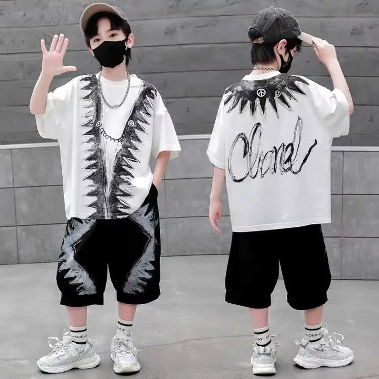 Loose and Casual Children's Clothing Home Boys Kids Set Shorts Top Bottom Clothes Baby Summer Outfit Rash Guard Sweatshirt Wear