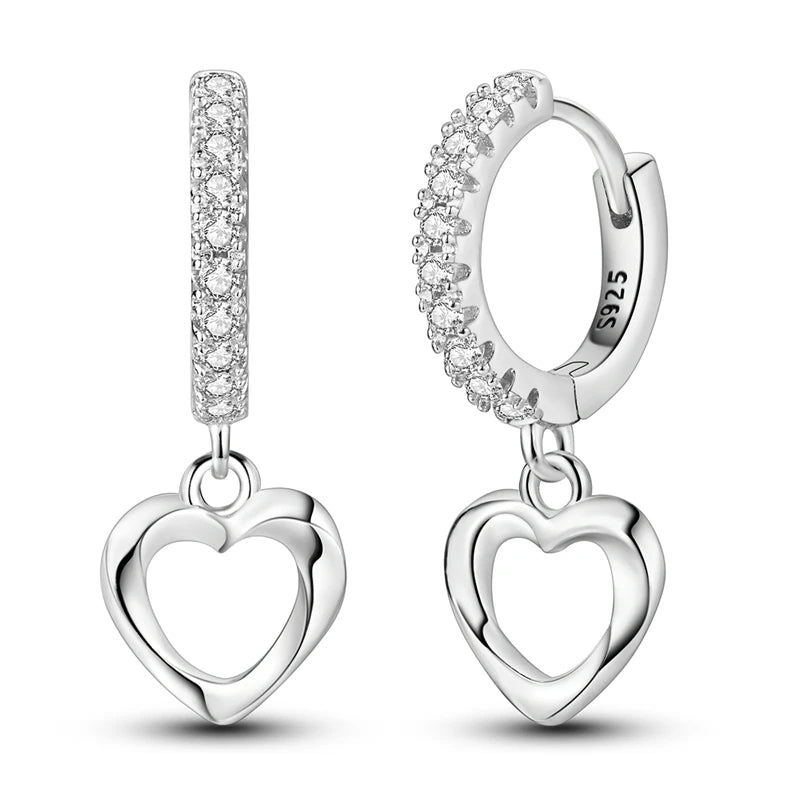 925 Sterling Silver Pave U Shape Heart Eardrop Earrings Hoop Earrings For Women Wedding Engagement For Girlfriend Birthday Gift