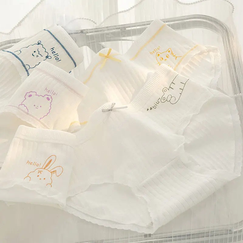 5PCS Teens Girls Cotton  Antibacterial Panties for Kids Print Briefs 8+y Young Children Underwears Baby Thin Breathable Knickers