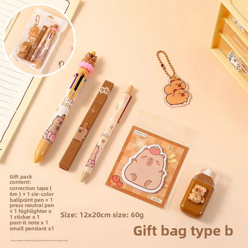 1 Set Wholesale Capybara Stationery Set Primary School Season Gift Learning Stationery Gift Pack Reward Class Prizes