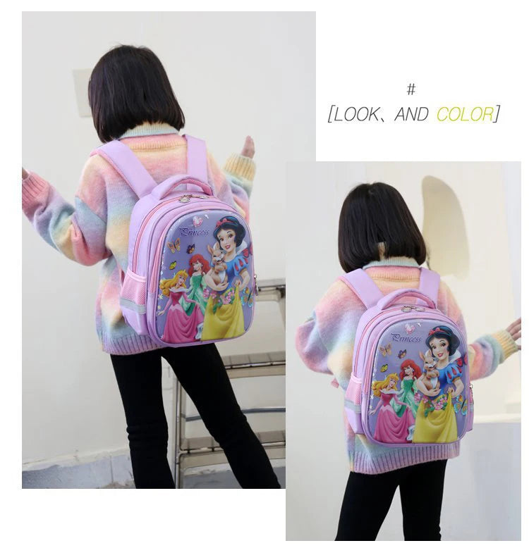 Disney Snow White New Girls Backpack Cartoon Cute Girls School Bag Large Capacity Lightweight Waterproof Children's Backpack