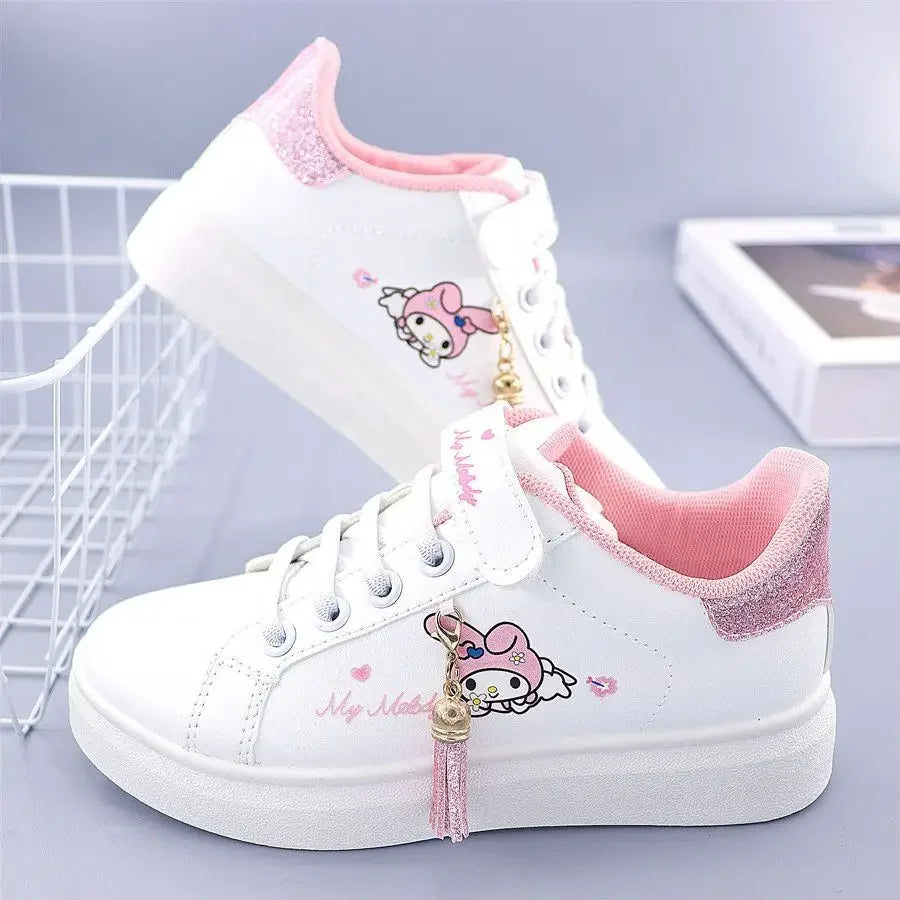 Sanrio hello kitty  spring autumn non-slip net shoes girl casual shoes cartoon board shoes kuromi sports shoes cute Sneakers