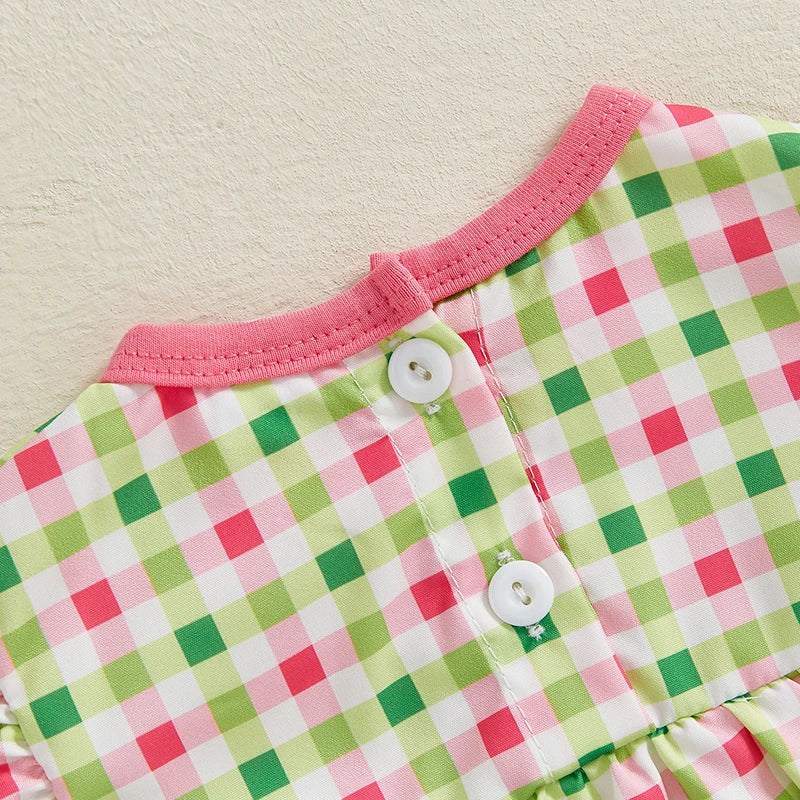 Adorable Infant Romper with Embroidered Floral Design Round Neckline and Flutter Sleeves - Ideal for Warm Weather Seasons