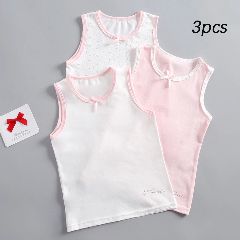 Summer Tank Tops For Girls Cartoon Underwear Young Teens In Lingerie Cotton Sport Top Children Undershirts 3pcs/lot