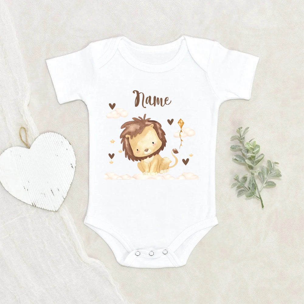 Personalized Baby Jumpsuit Custom Name Newborn Wild One Romper Safari Animals with Name Outfit Baby Clothes Infant Shower Gift