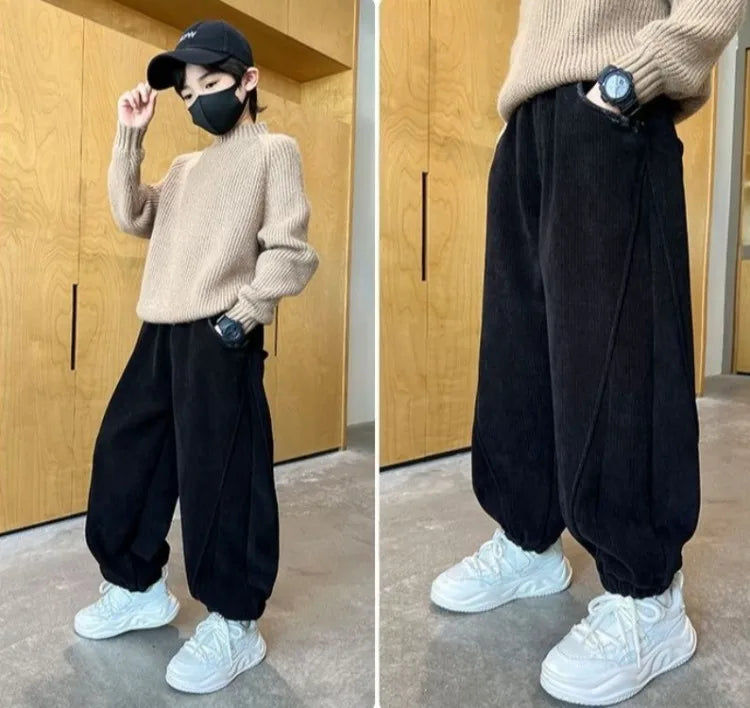 2025 New Boys' Corduroy Pants Spring Autumn Toddler Boy Sports Casual Pants