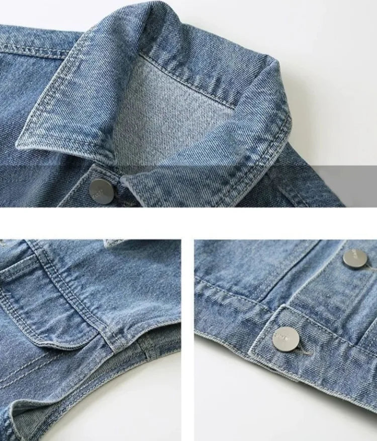 Kids Boys' Korean Style Denim Vest Jacket Spring Autumn Outerwear Versatile Stylish Kids' Clothing