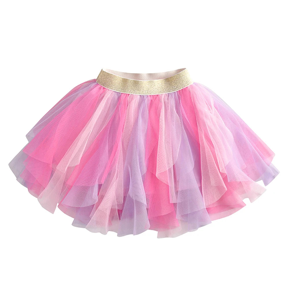 Girls Tutu Sequins Skirts Kids Clothes Bow Layered Skirts Princess Pleated Skirt Kids Mesh Skirt Girls Children Party Clothes