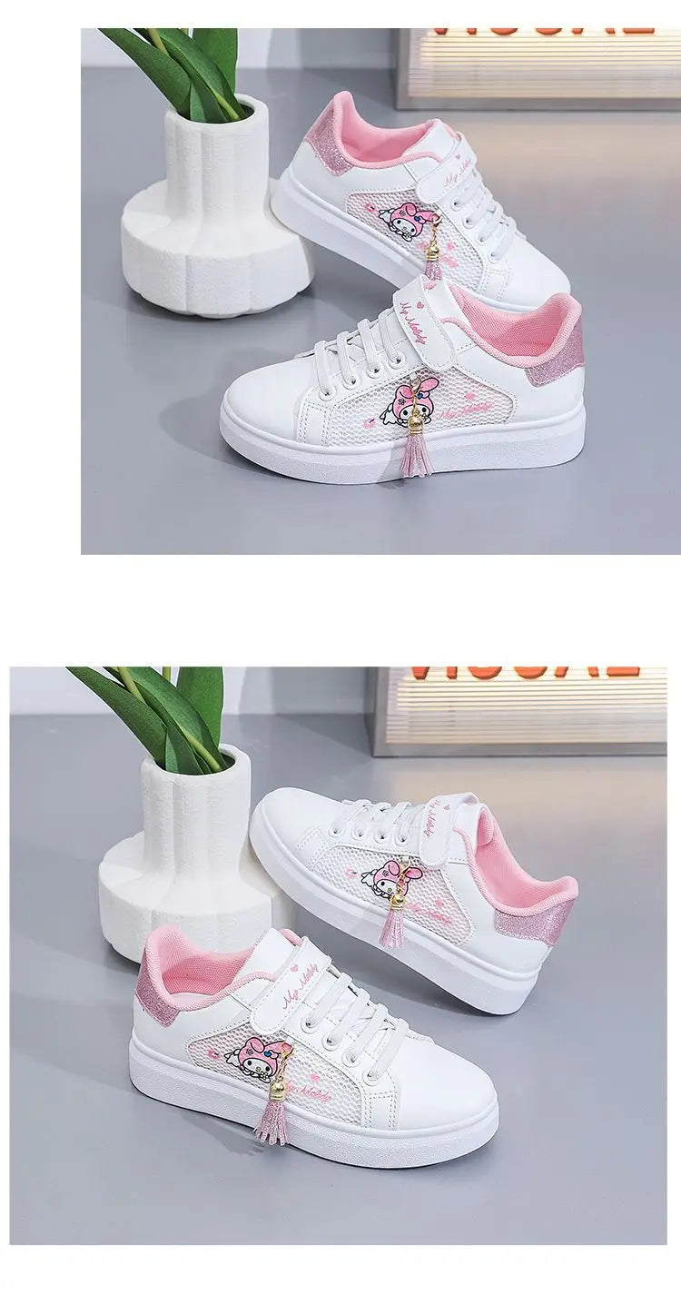 Sanrio hello kitty  spring autumn non-slip net shoes girl casual shoes cartoon board shoes kuromi sports shoes cute Sneakers