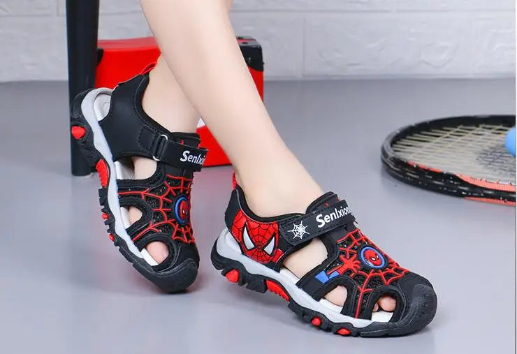 Disney Summer Cartoon Kids Sandal Toddler Boys Spiderman Sandals Orthopedic Sport Pu Leather Baby Boys Blue Red Beach Sandals