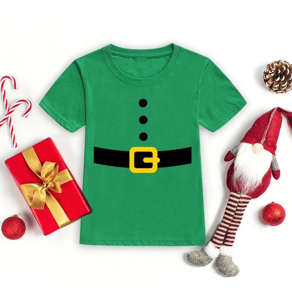Christmas Santa Belt Kids T-shirt Boy Girl Clothes Toddler Funny Christmas Shirt Santa Costume Shirts Xmas Party Kid Gift Shirt
