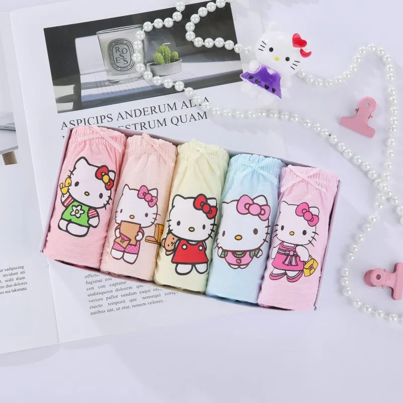 5 Pack/Box Children Panties For Girls Soft Cotton Girls Briefs Breathable Kids Underwear Knickers Cute HelloKitty Cartoon Panty