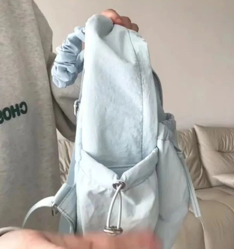 Personalized Embroidered Name Simple Versatile Drawstring Bow Backpack Large Capacity Backpack School Travel For Gifts Backpack