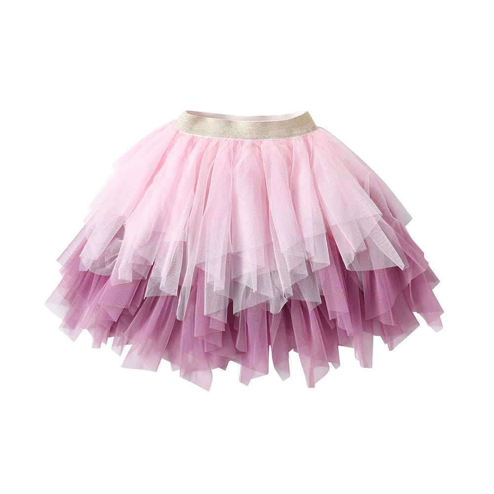 Girls Tutu Sequins Skirts Kids Clothes Bow Layered Skirts Princess Pleated Skirt Kids Mesh Skirt Girls Children Party Clothes