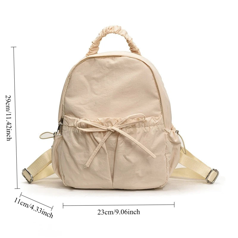 Personalized Embroidered Name Simple Versatile Drawstring Bow Backpack Large Capacity Backpack School Travel For Gifts Backpack