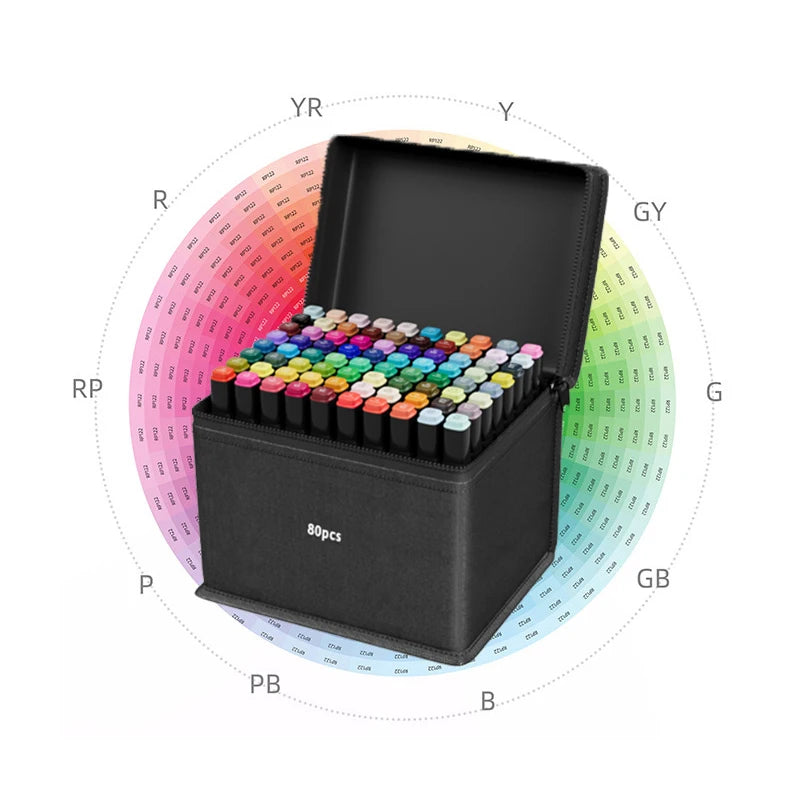 12/24/30/40/60/80/100/120/168pcs Art Marker Set, Watercolor Brush Pens For Students, Dual Tip Oil-Based Markers For Art Students