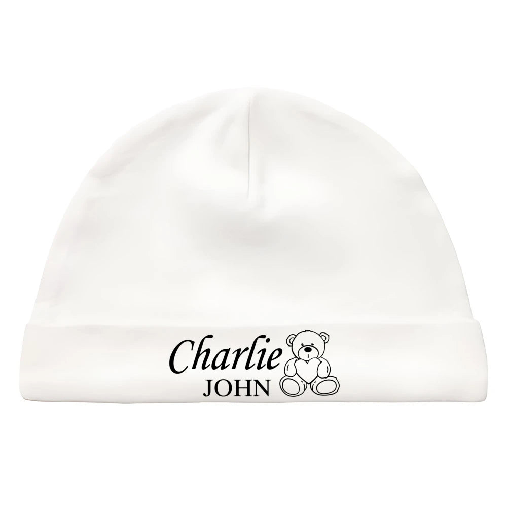 Newborn Coming Home Hat Custom Baby Beanie with Name Birth Announcement First Hat for Babies Baby Shower Gifts