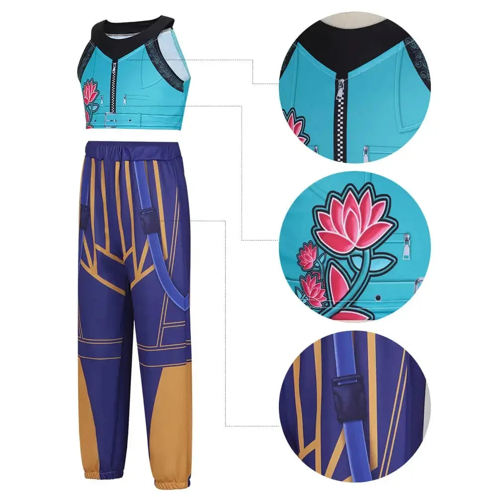 Kids Kpop Demon Hunters Rumi Zoey Mira Cosplay Huntrix Costume For Girls Clothes Group Idol Roleplay Halloween Carnival Suit
