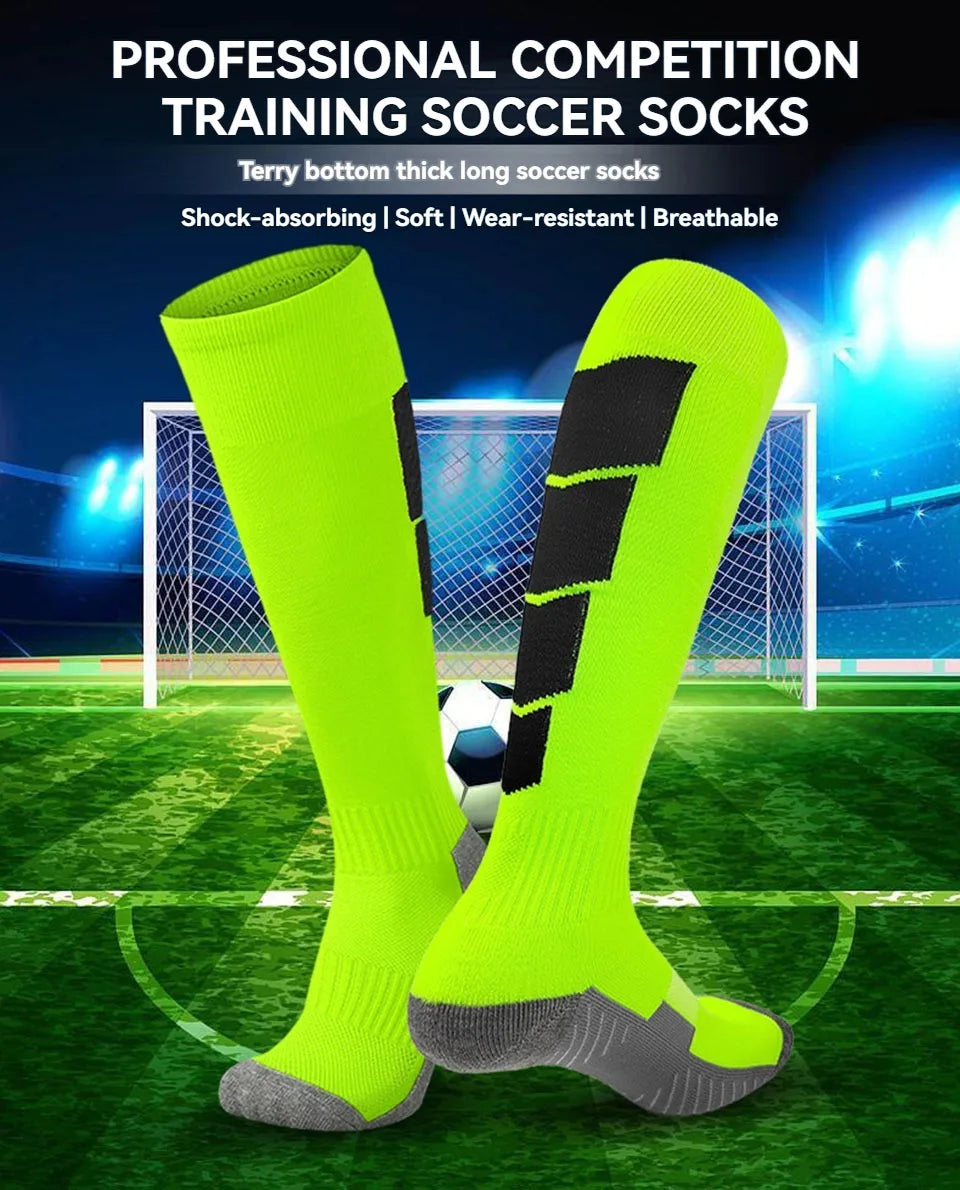 Loogdeel 1 Pair Soccer Socks, Sport Knee High Socks Calf Compression Athletic Socks for Kids Adults Running&Training Football