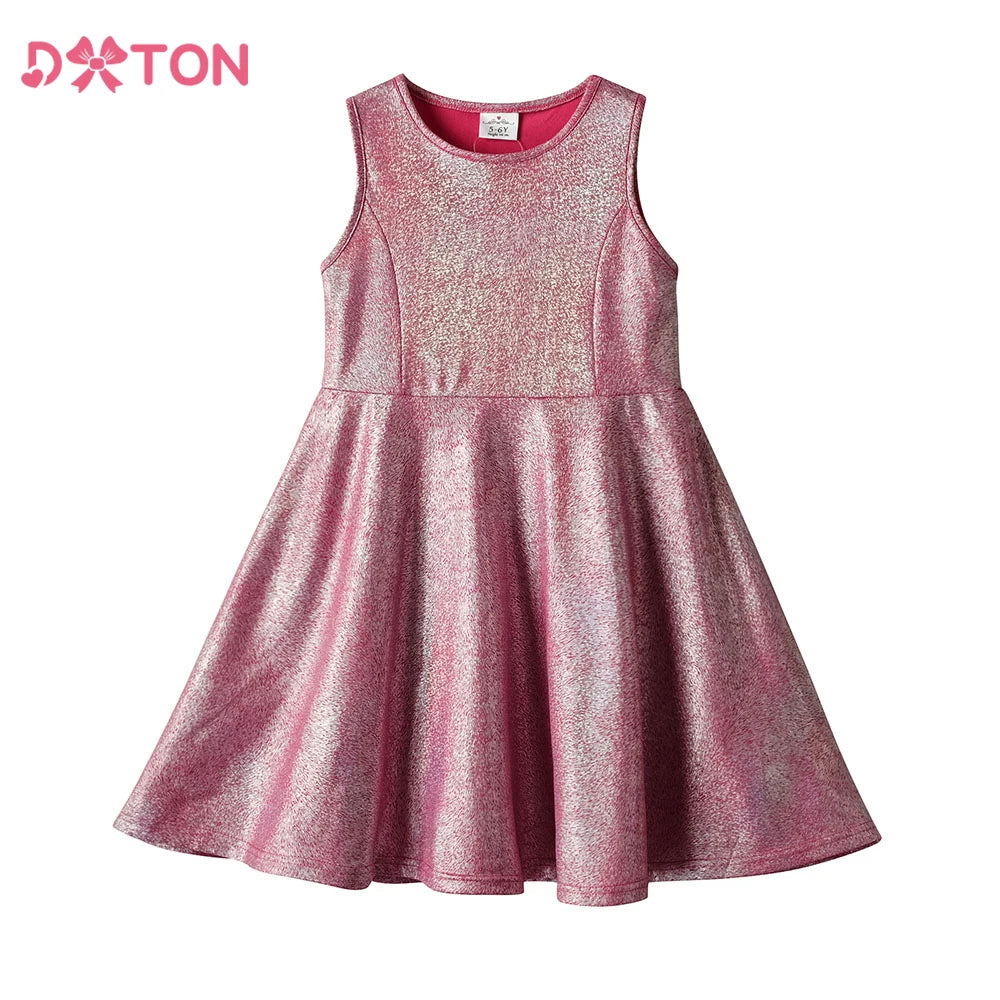 DXTON Summer Kids Girls Dress Sleeveless Outdoor Casual Children Dresses For Girls  Polyester Tank Teen Dress Solid Kids Clothes