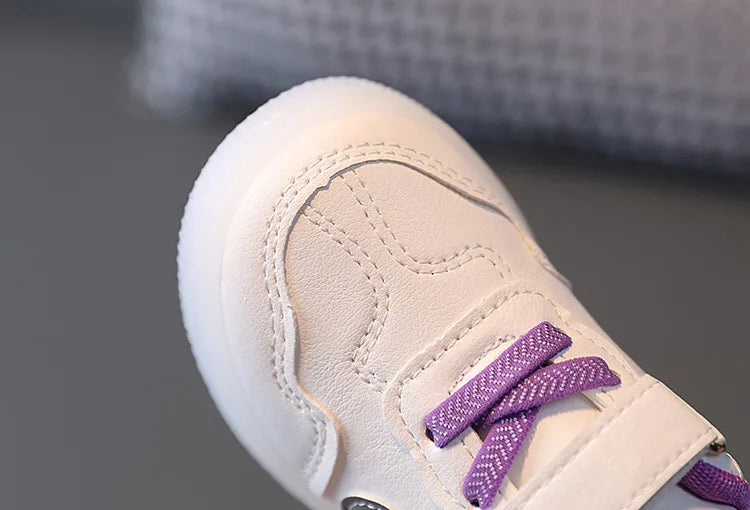 Kids'Casual Shoes Children Led Light Cartoon PU Leather Spring Anti-slip Soft Bottom Sneakers Black Pink Size 21-30