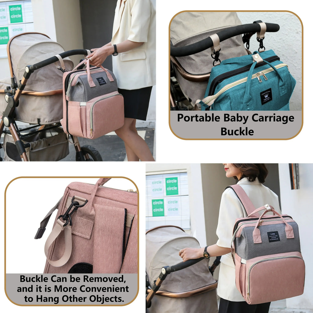 Foldable and Portable Mommy Backpack - with Crib Bed, Straps Large Capacity Diaper Bag Maternity Bag for Baby New Baby Equipment
