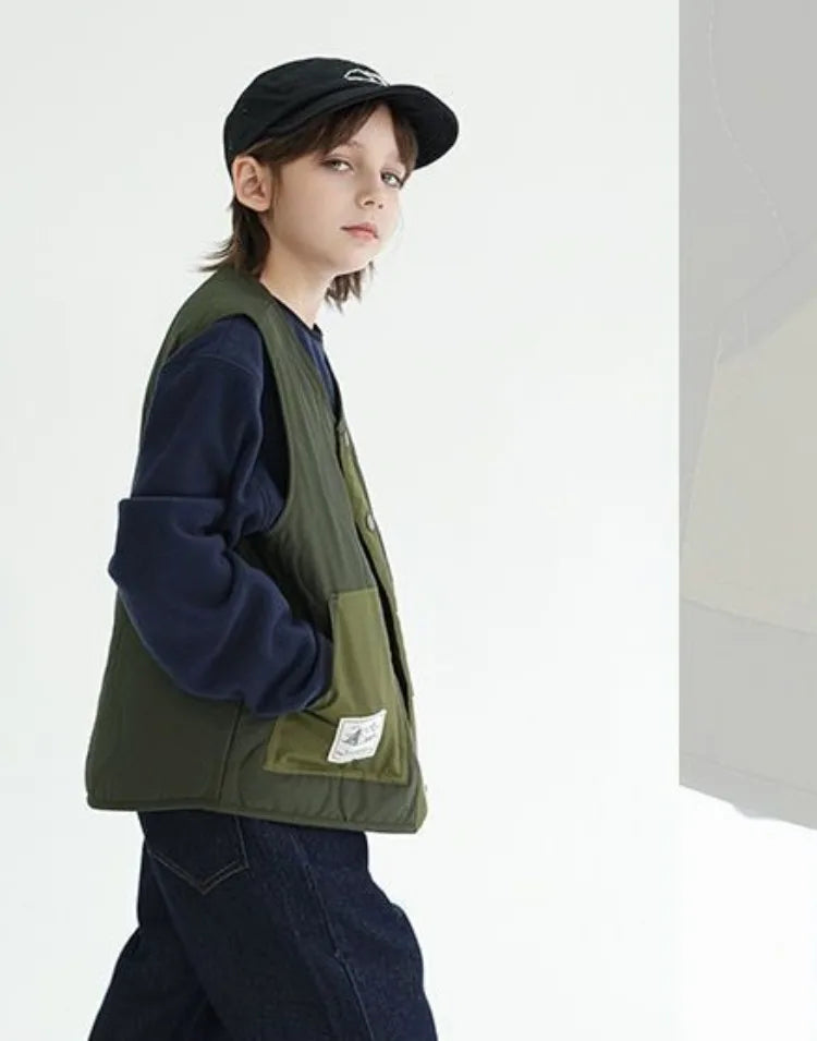 2025 New Winter Boys' Vest Stylish Children's Winter Jacket Baby Boy Sleeveless Waistcoat Outerwear for Toddler Boys