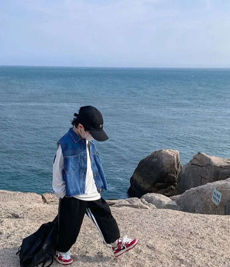 2025 New Boys Denim Vest Sleeveless Toddler Boys Spring Autumn Stylish Kids Jacket