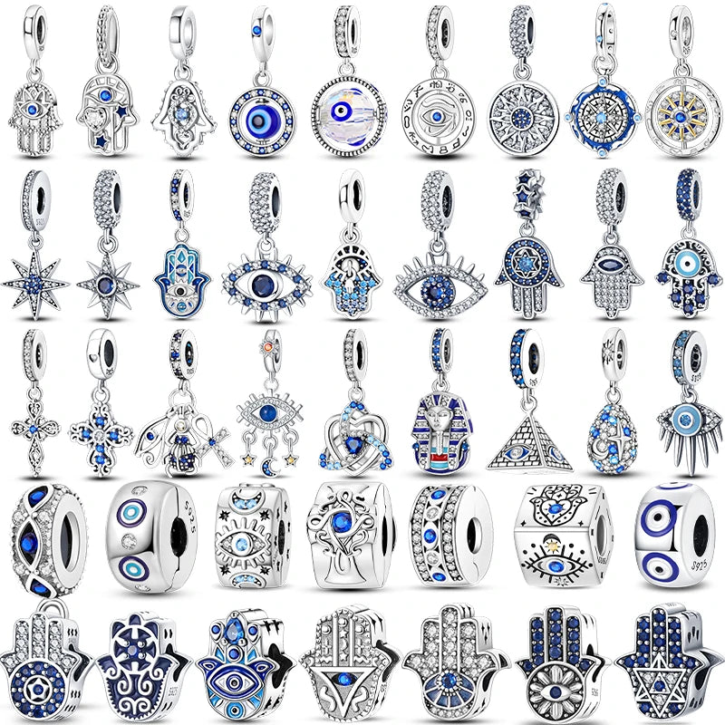 Hot Sales 925 Sterling Silver Charms Beads Devil's Eye Fatima's Hand Cross Beads Fit Original Bracelet Women DIY Jewelry Gifts