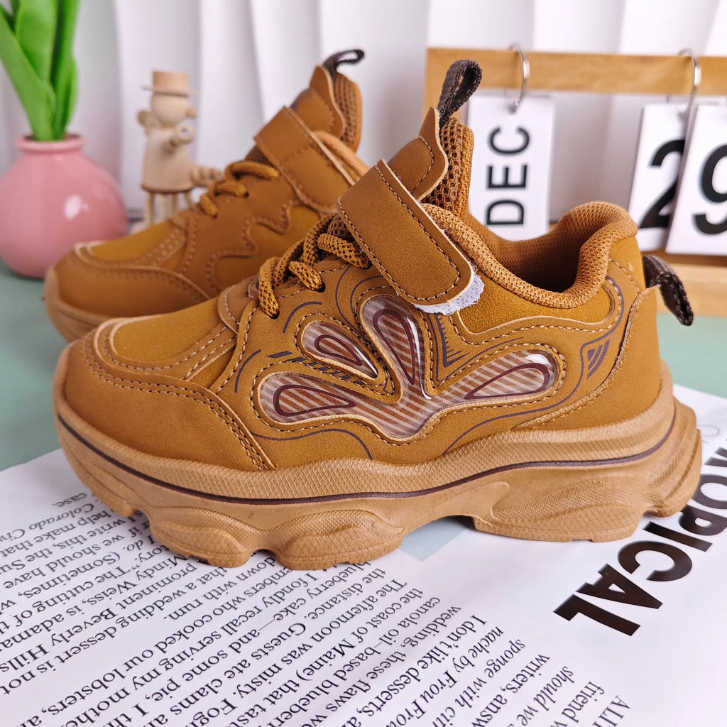 Kids'Casual Shoes Children Cartoon PU Leather Spring Fashion Outdoor Sneakers Breathable Anti-slip Purple Khaki Size 26-37