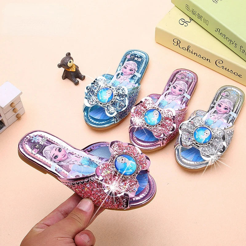 Disney Girls' Sandals Slippers Summer Party Shoes Soft Soled Baby Shoes Frozen Elsa Princess Outdoor Children's Slippers