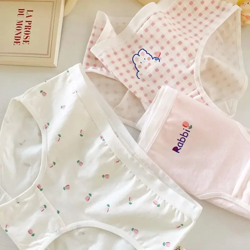 5PCS Kid Cotton Cartoon Antibacterial Panties Girls Thin Breathable Soft Briefs 3+y Young Child Underwears Toddler Cute Knickers