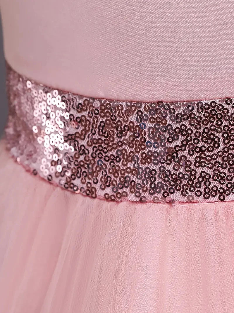 Girls Princess Dress Sleeveless Sequin Mesh Tutu Dress Performance Dress Wedding Flower Girls Dress For Evening Birthday #2038