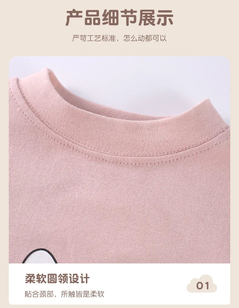 Children's Autumn Clothes and Pants Pure Cotton Set for Boys and Girls Warm Underwear Cartoon Pattern Children's Pajamas Set