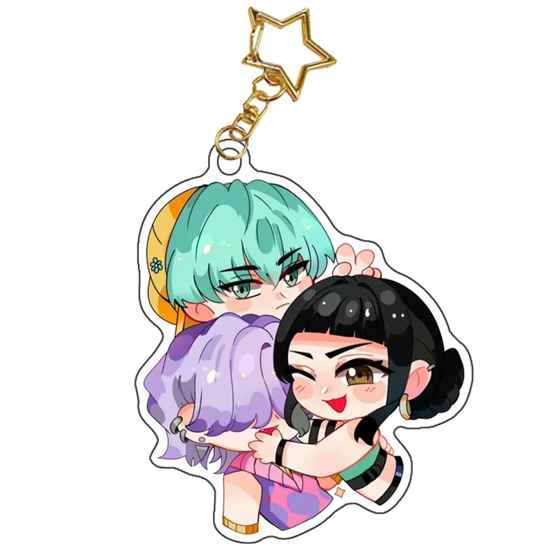 Kpop Demon Hunters Saja Boys Keychain Huntr-X Bag Pendant Unters Huntrix Saja Self Made Acrylic Keyring Jewelry Friends Gift