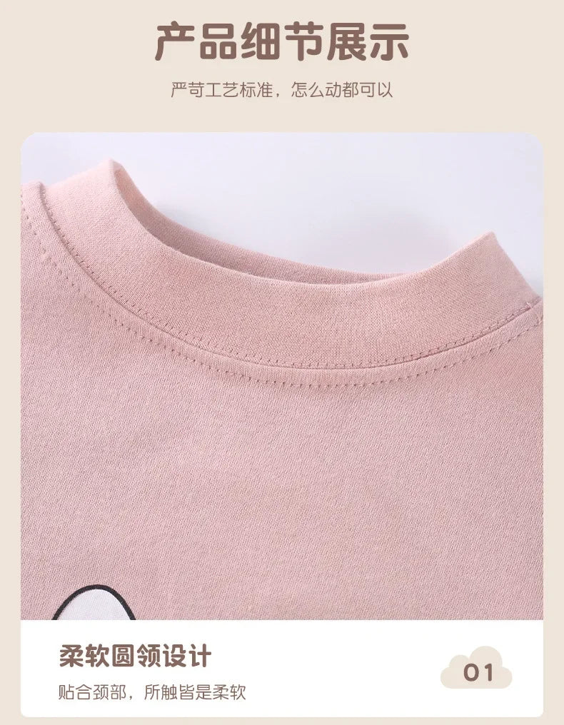 Children's Autumn Clothes and Pants Set for Boys and Girls Pure Cotton Thermal Underwear Pure Cotton Cotton Sweater Baby Pajamas