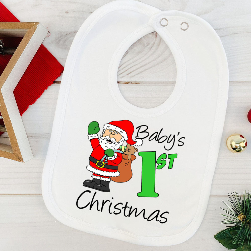 My First Christmas Baby Bib Boy Girl Cute Burp Cloths Xmas Infant Bibs Newbron 1st Christmas Bib Gift Xmas Party Toddler Bibs