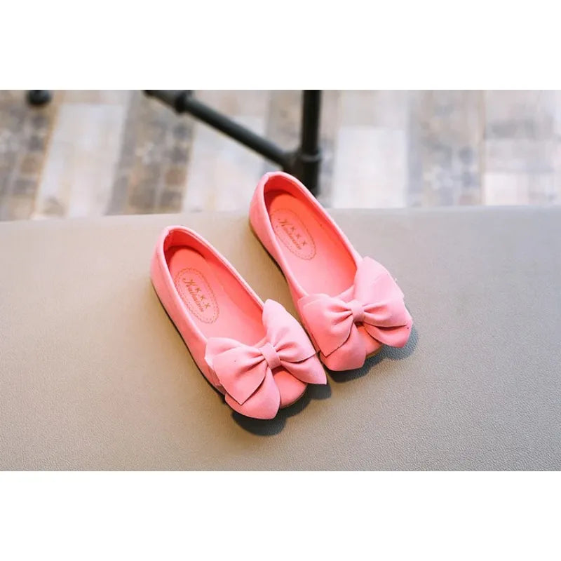 2025 New Fashion Girls Shoes PU Leather With Big Bowtie Candy Color Children Sandals Slip-on Kids Casual Shoes 21-36 Soft Hot