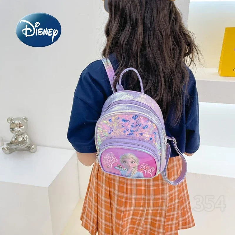 Disney Frozen Girls Backpack Elsa Princess New Girls Backpack Cartoon Cute Sequins Fashion Trend Kindergarten School Bag
