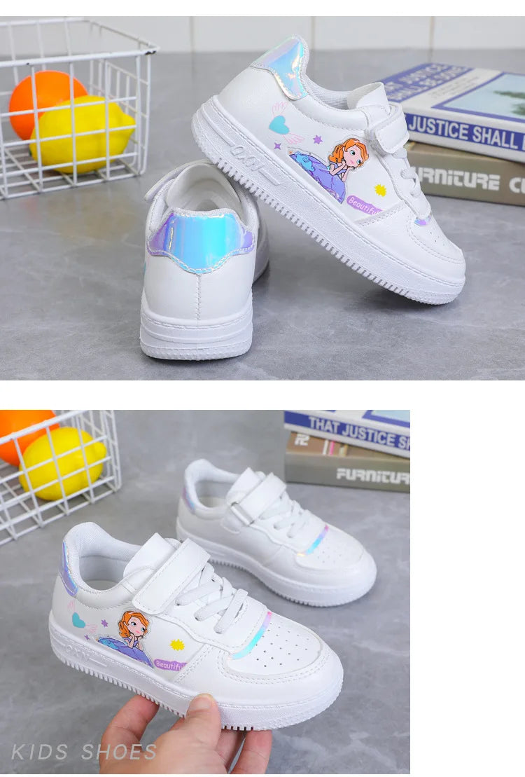 Disney Ariel Princess Kids Tennis Sneakers Children Running Girls Sport Shoes Pink White Breathable Hook Loop Boy Child Sneakers