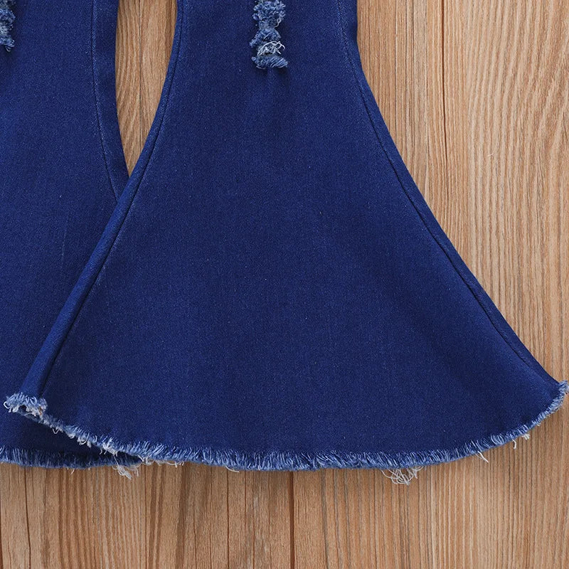 Baby Girls Tight Jeans Spring Autumn Girls Hole Denim Trousers Casual Kids Stretch Flared Pants Children Clothes for 2-6 Years