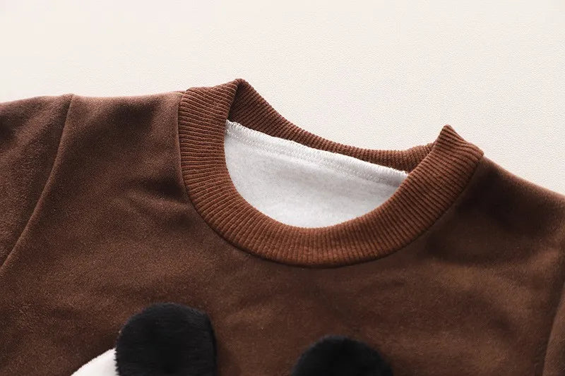 Baby Boys Clothing Set Autumn Winter Cartoon Lion Fleece Thick Hooded Jacket Coat Pants 3Pc Suit for 1-4 Years Kids Warm Outfits