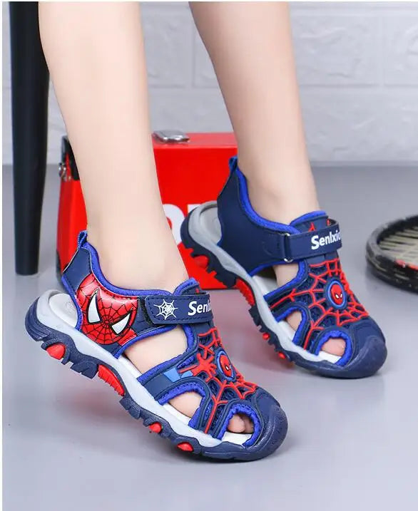 Disney Summer Cartoon Kids Sandal Toddler Boys Spiderman Sandals Orthopedic Sport Pu Leather Baby Boys Blue Red Beach Sandals