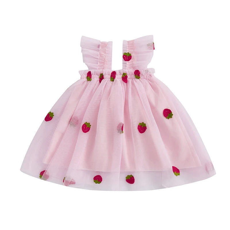 Toddler Girl Floral Lace Dress Sleeveless Round Neck Princess Party Dress with Bow Detail and Tulle Skirt