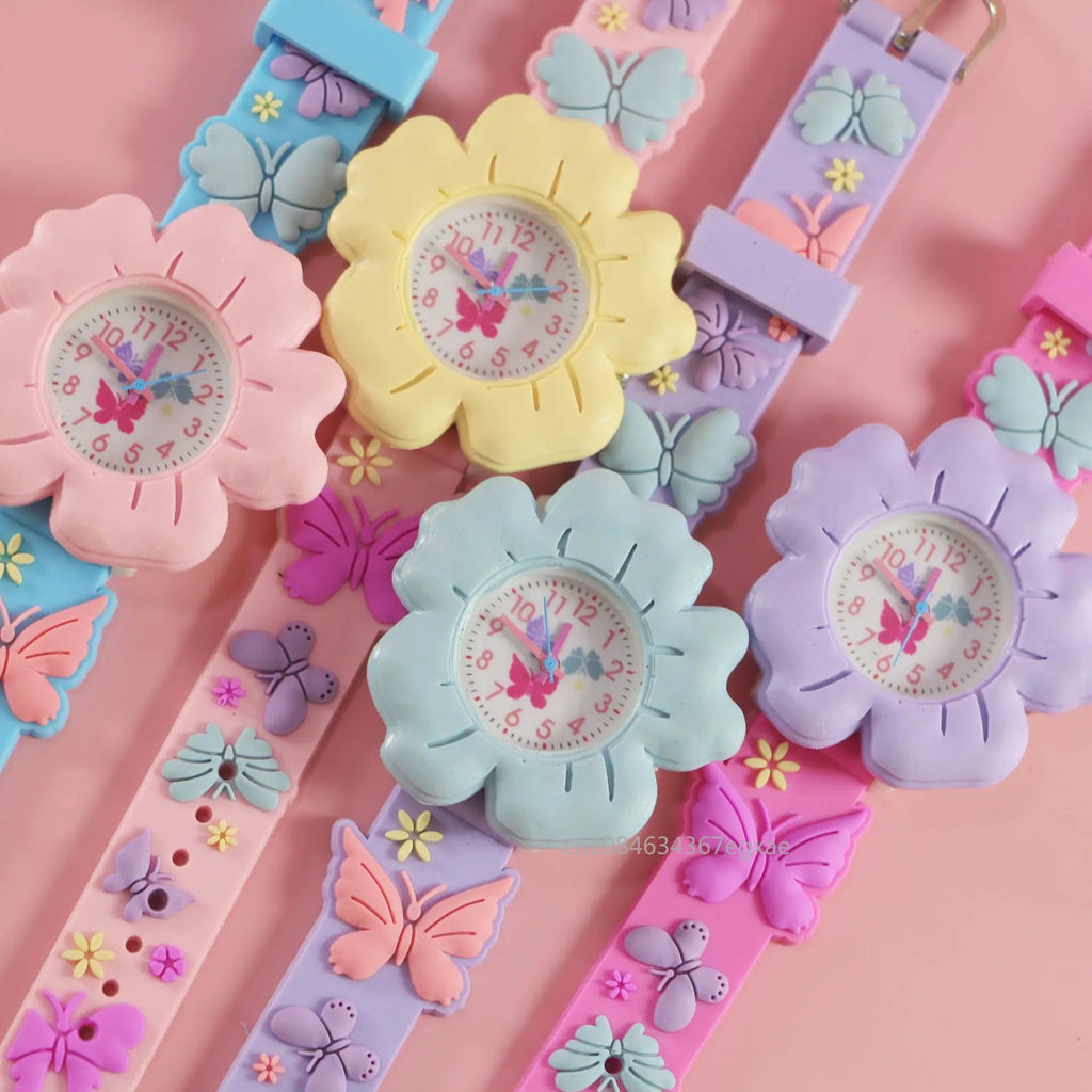 New Kids Watches Cartoon Watches Butterfly Silicone Quartz Wristwatch Birthday Gift Girl Boy Children Study Time Watch Reloj
