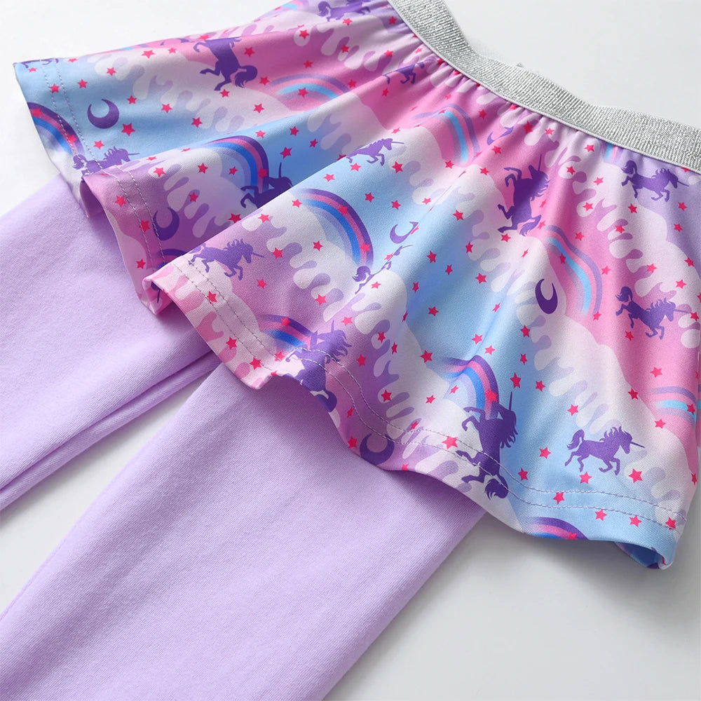 DXTON Toddler Leggings Skirt Pants For Girls Mermaid Kids Trousers With Tulle Tutu Skirt Fake Two Children Girls Party Costumes