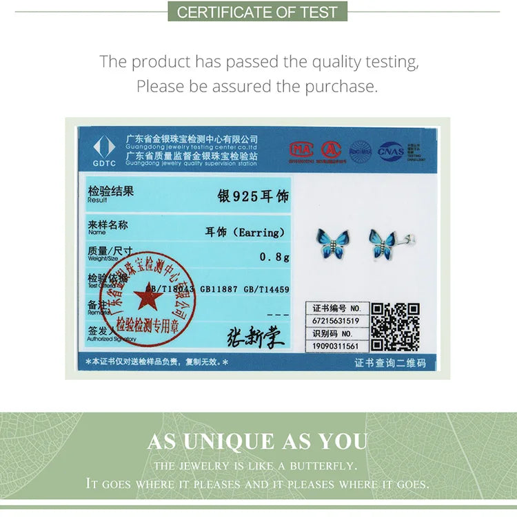 Bamoer 925 Sterling Silver Luxury Girl Earrings Rainbow Butterfy Cute Fancy Funny Ear Stud Original for Women Party Fine Jewelry