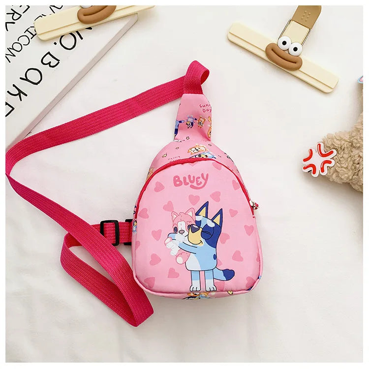 Bingo Friends Children's Bag Cute Bluey Family kids Chest Bag Kindergarten Cartoon Light Crossbody Bag Halloween Christmas gift